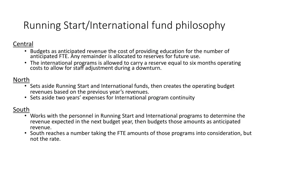 running start international fund philosophy