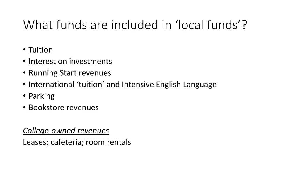 what funds are included in local funds