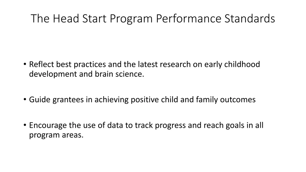 the head start program performance standards