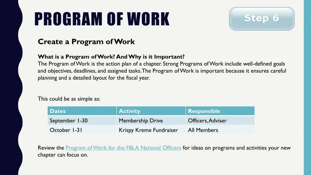 program of work