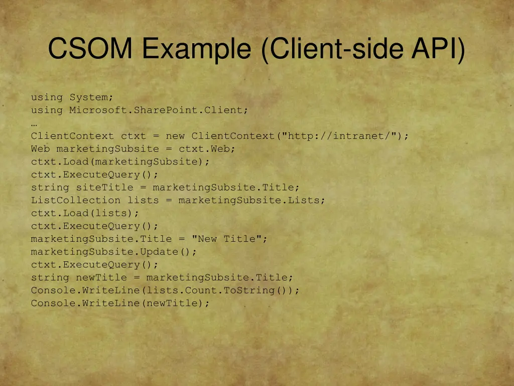 csom example client side api