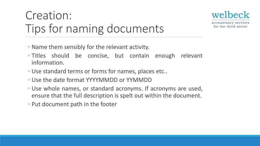 creation tips for naming documents