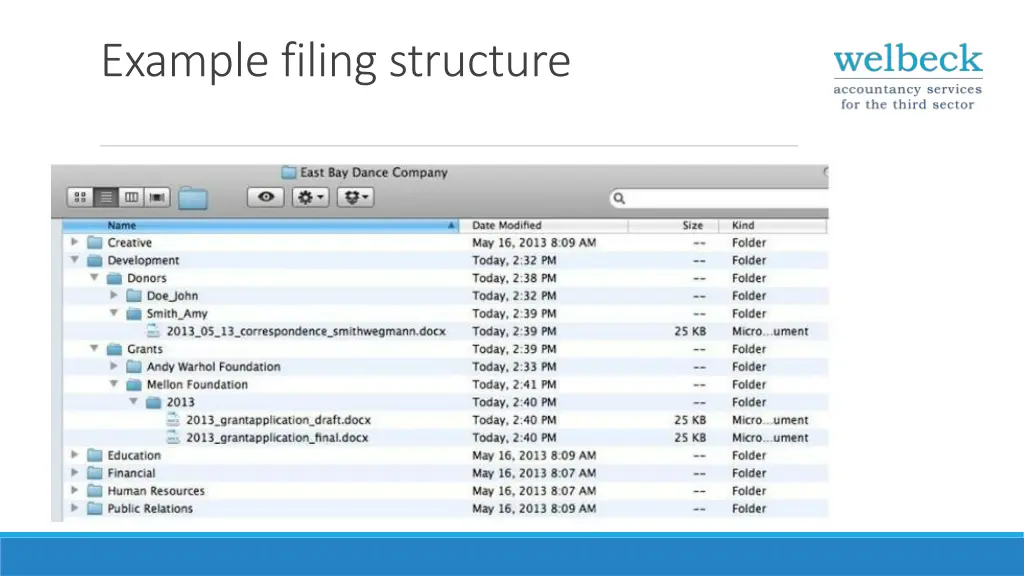 example filing structure