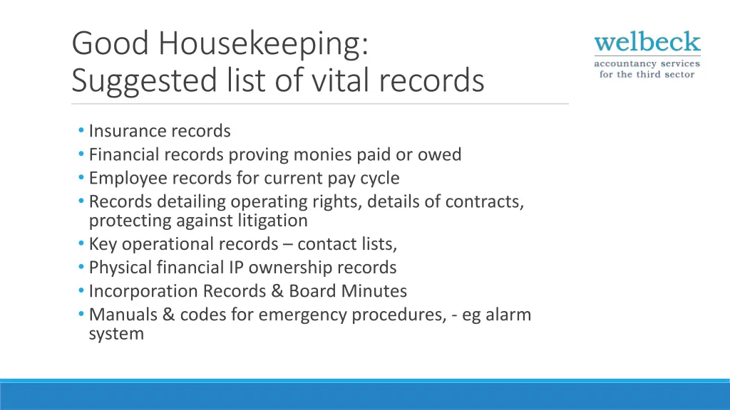 good housekeeping suggested list of vital records