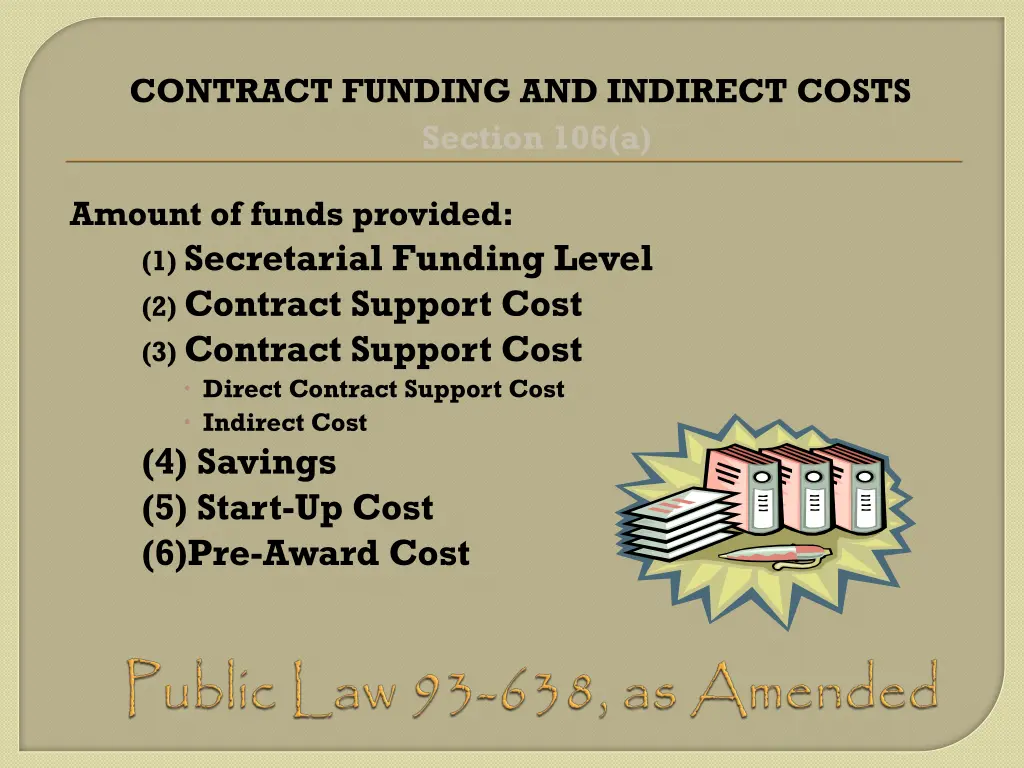 contract funding and indirect costs section