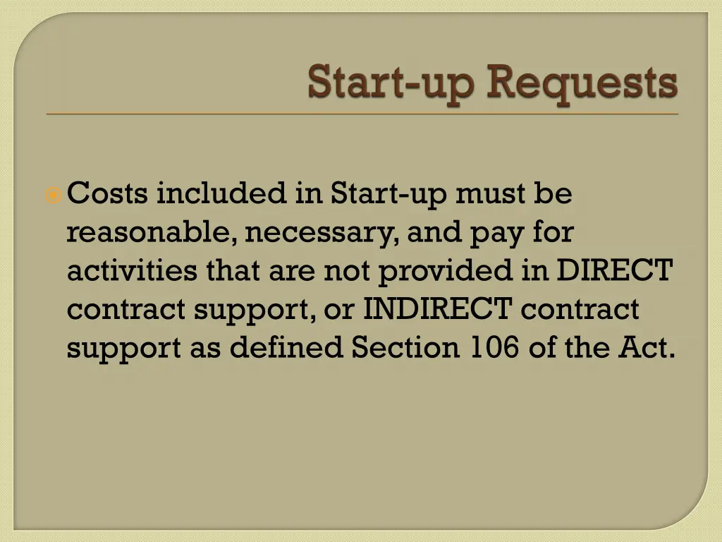 costs included in start up must be reasonable