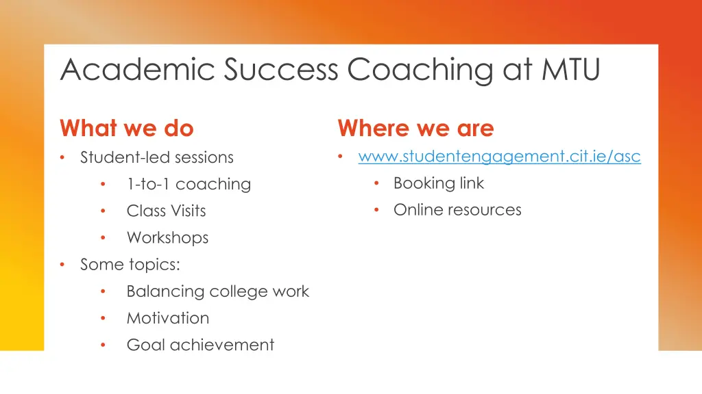 academic success coaching at mtu