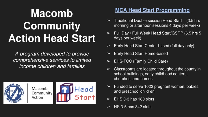 mca head start programming