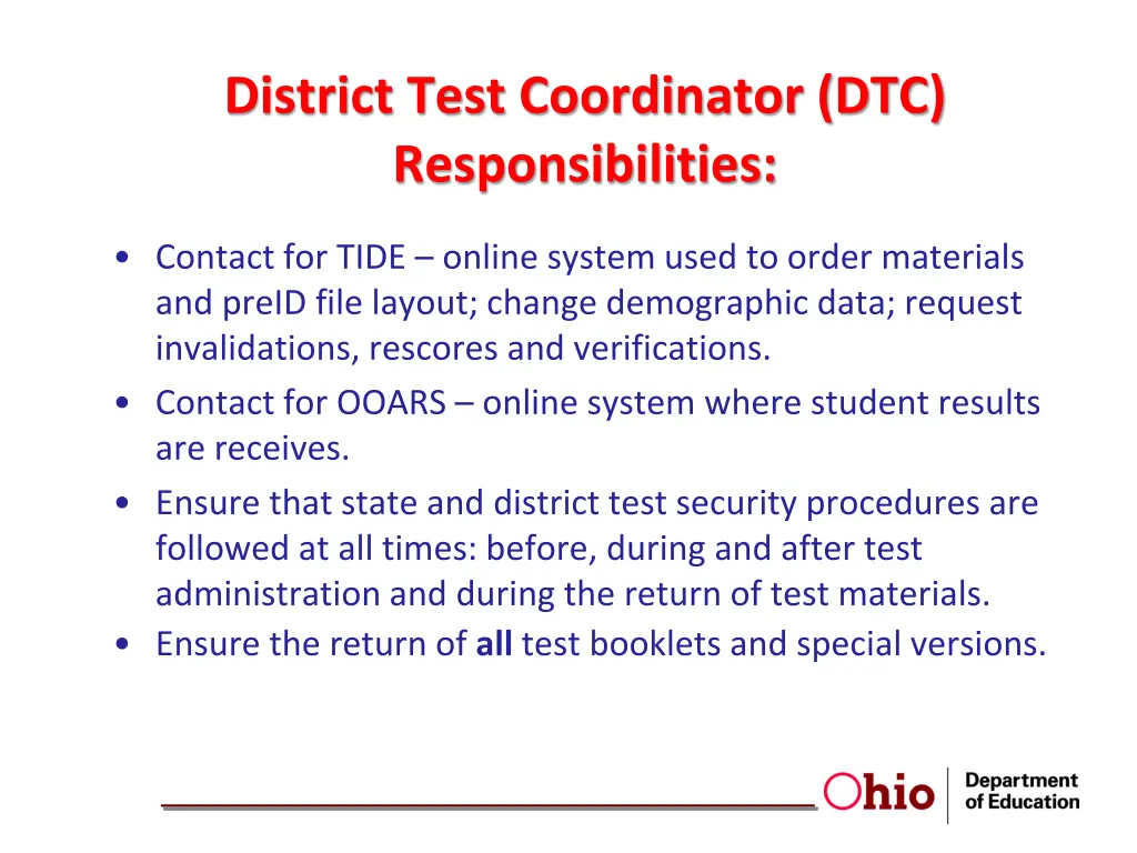 district test coordinator dtc responsibilities 1