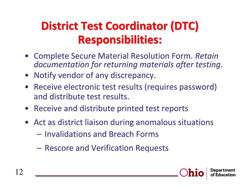 district test coordinator dtc responsibilities 2