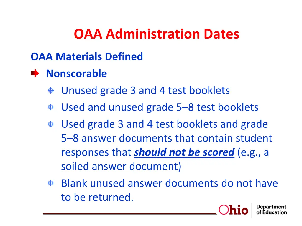 oaa administration dates 11