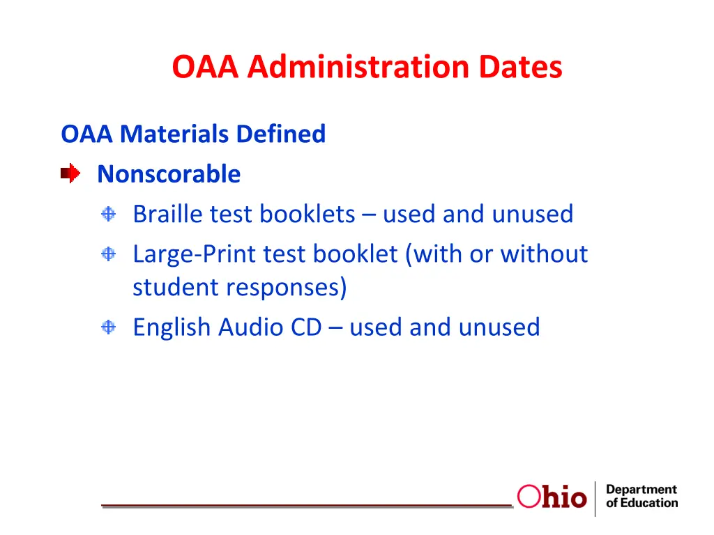 oaa administration dates 12