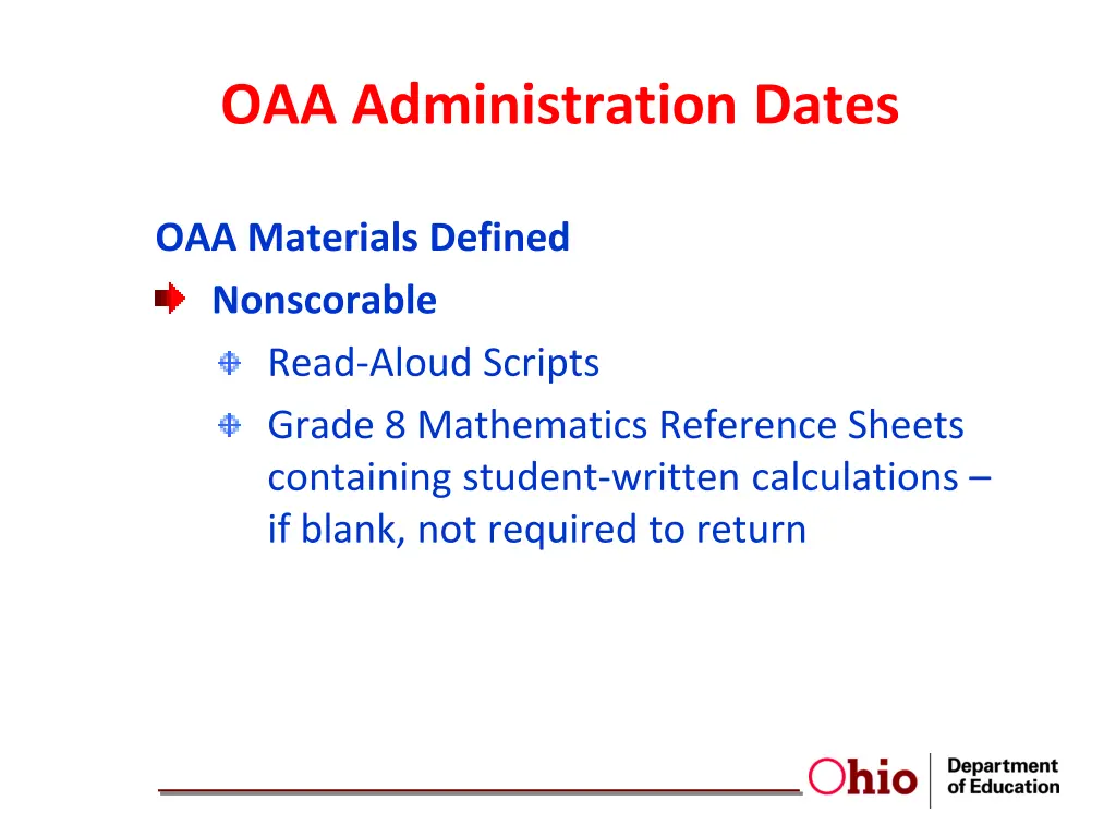 oaa administration dates 13