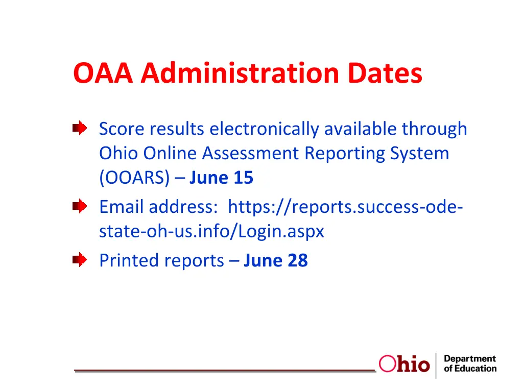 oaa administration dates 14