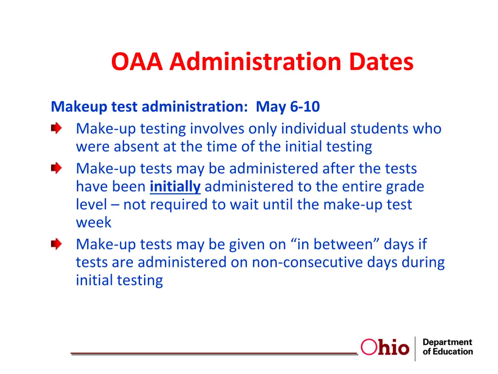 oaa administration dates 4