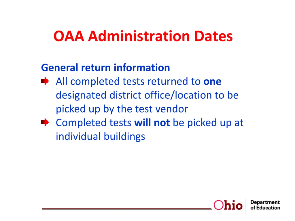 oaa administration dates 5