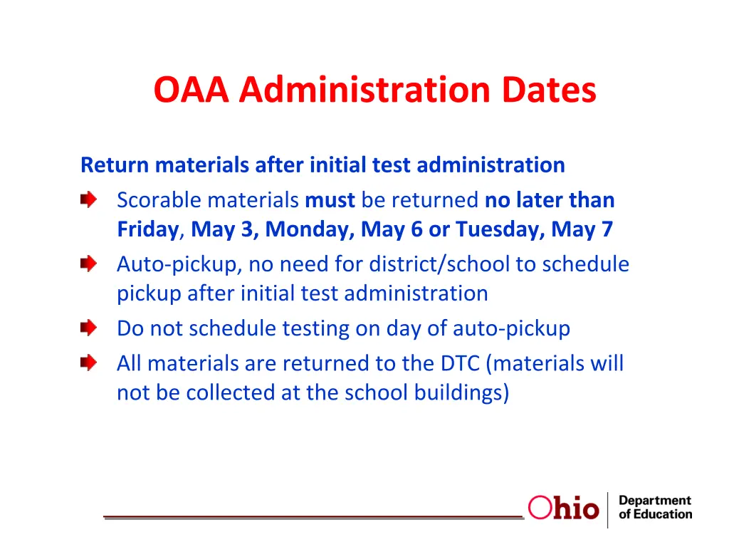 oaa administration dates 6