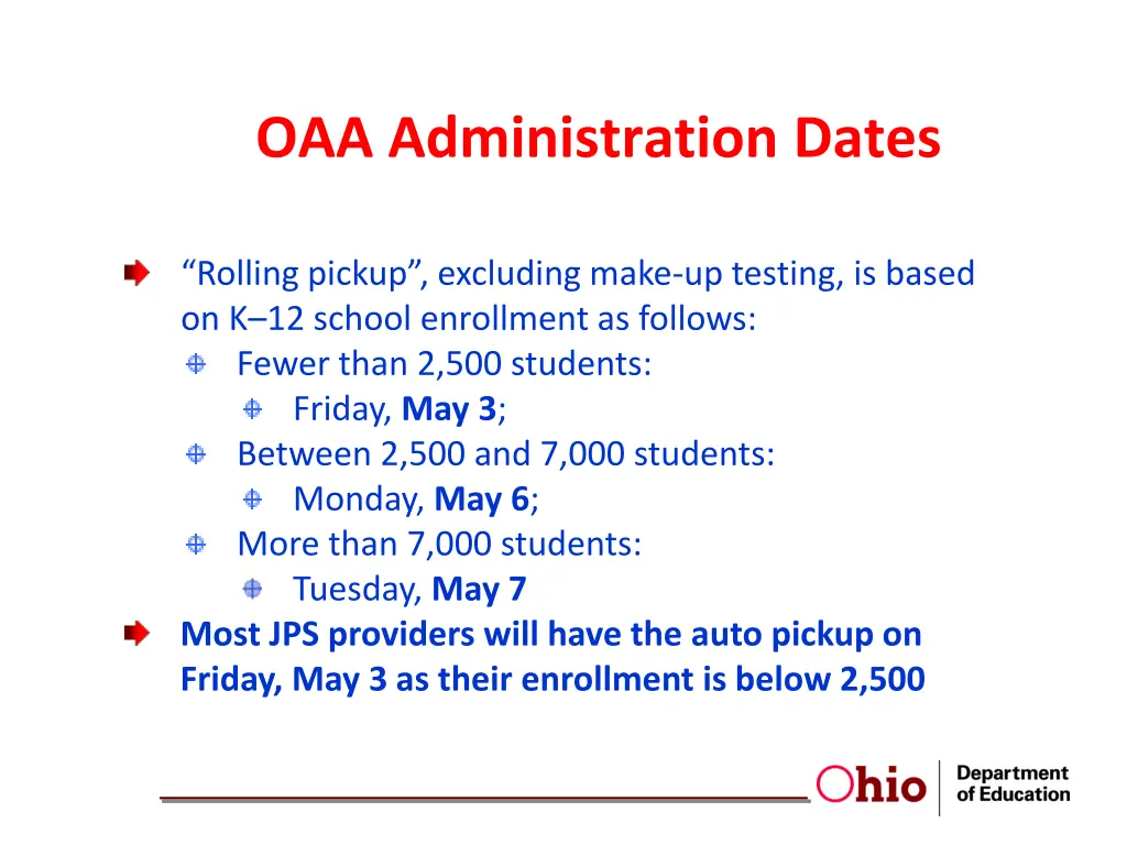 oaa administration dates 7