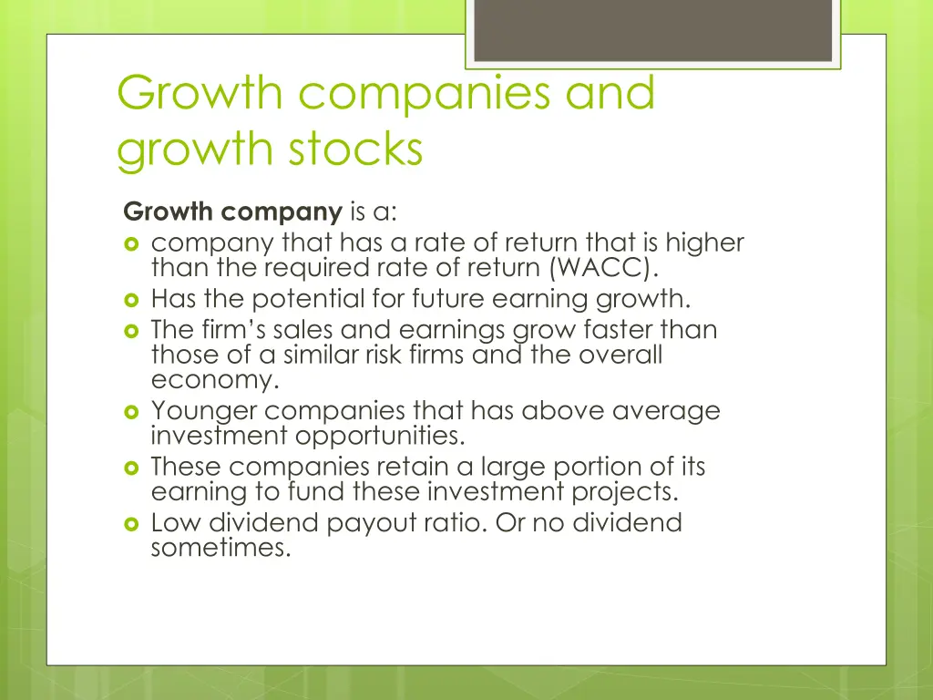 growth companies and growth stocks