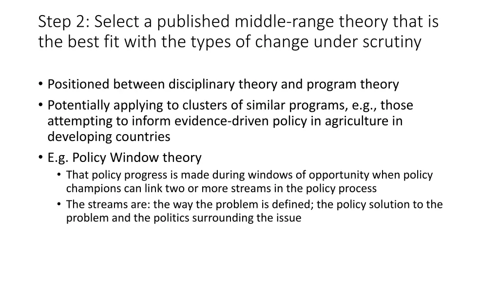 step 2 select a published middle range theory