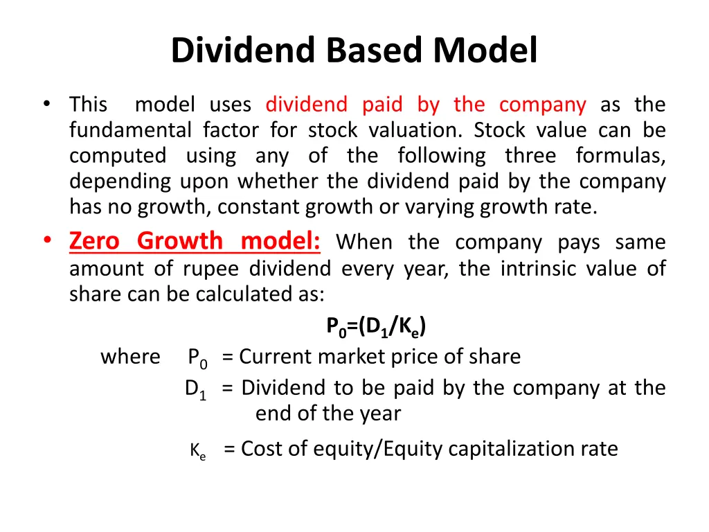 dividend based model