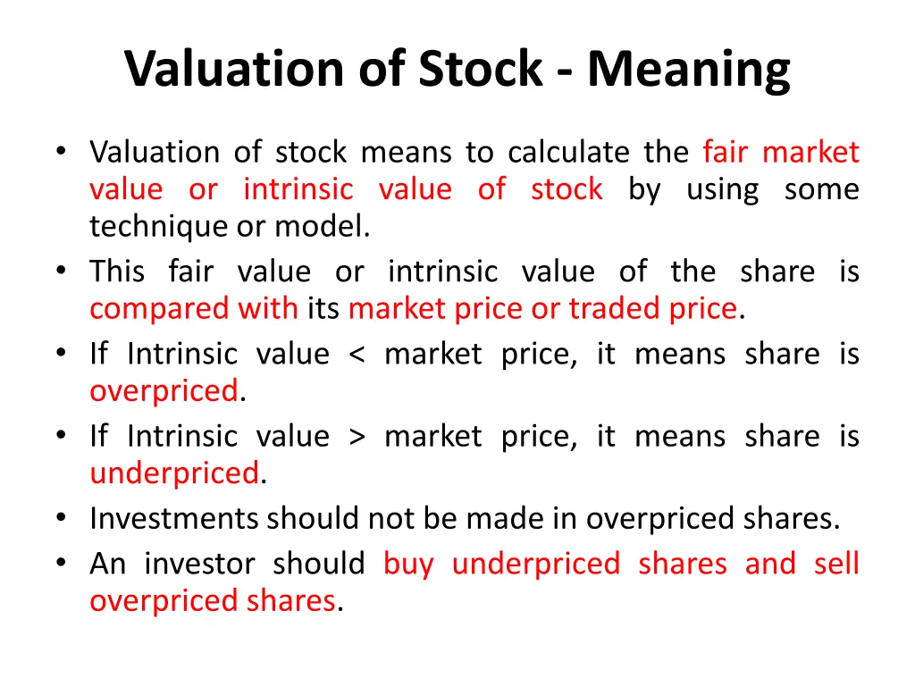 valuation of stock meaning