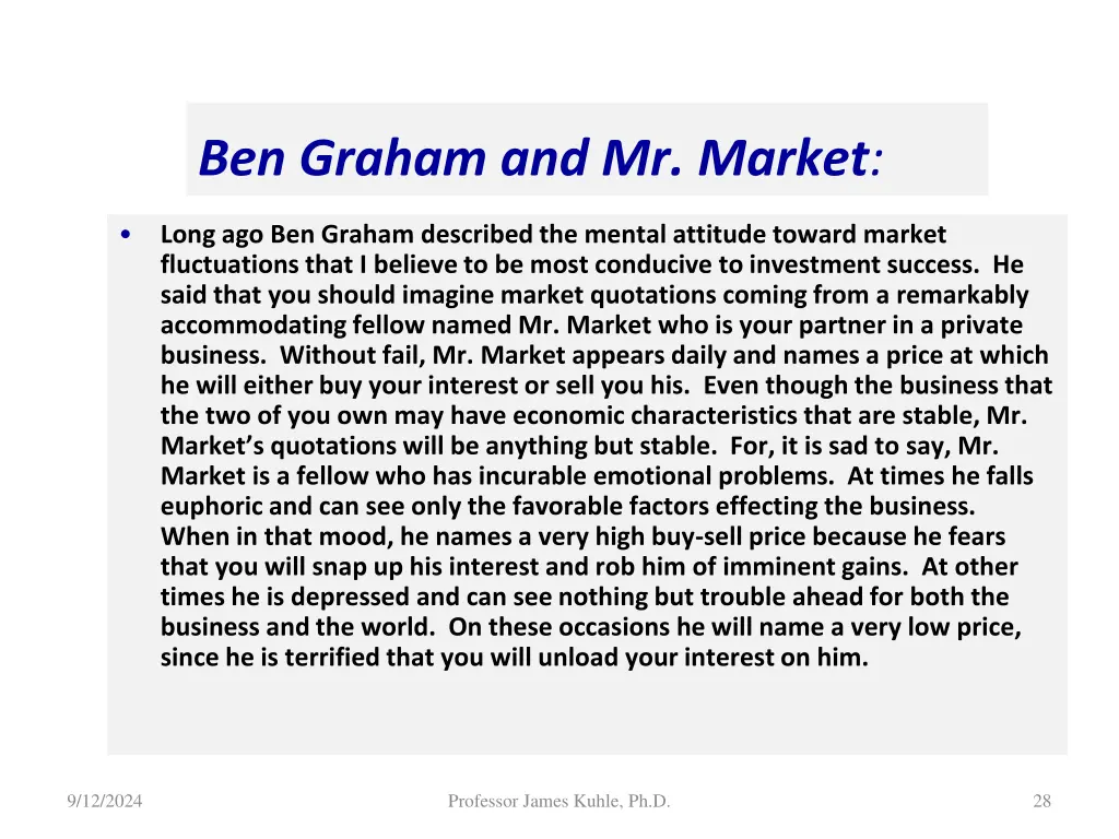 ben graham and mr market