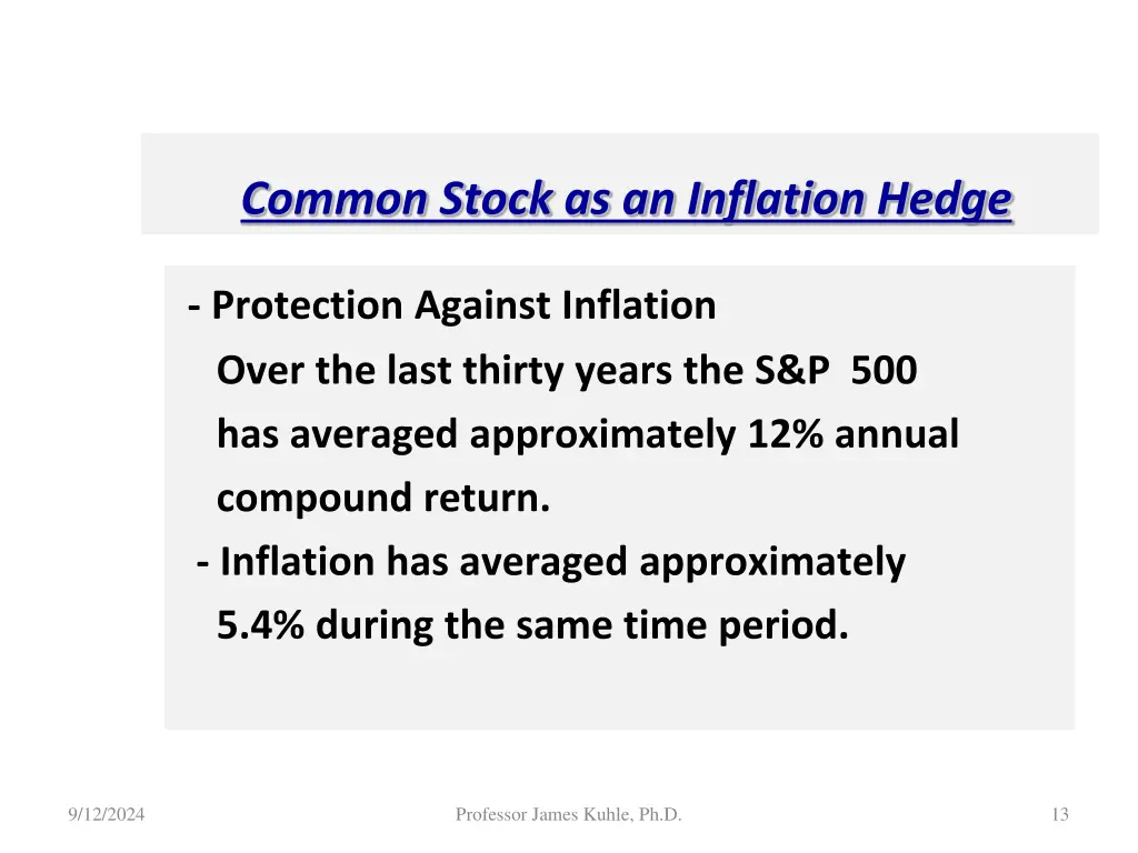 common stock as an inflation hedge