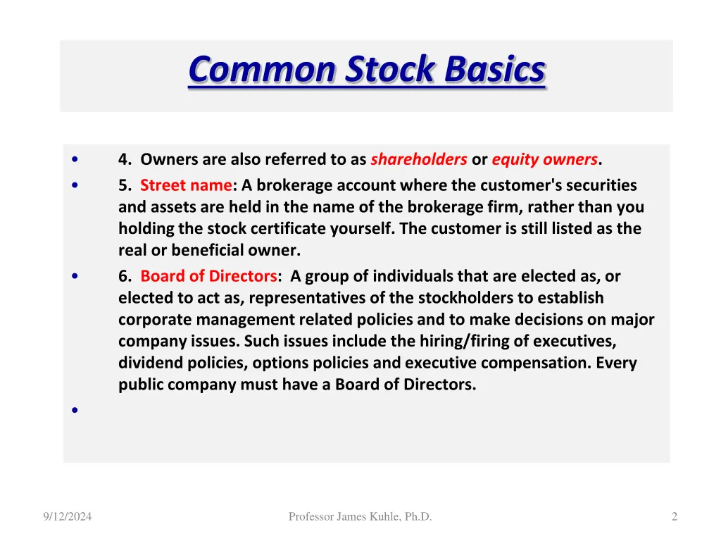 common stock basics 1