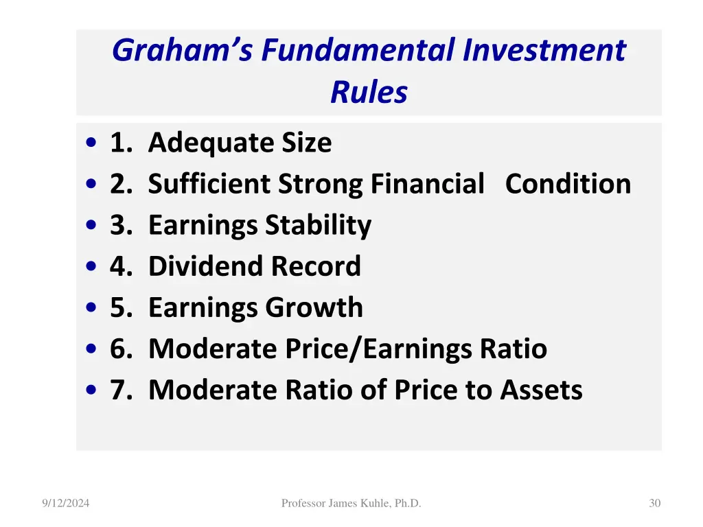 graham s fundamental investment rules