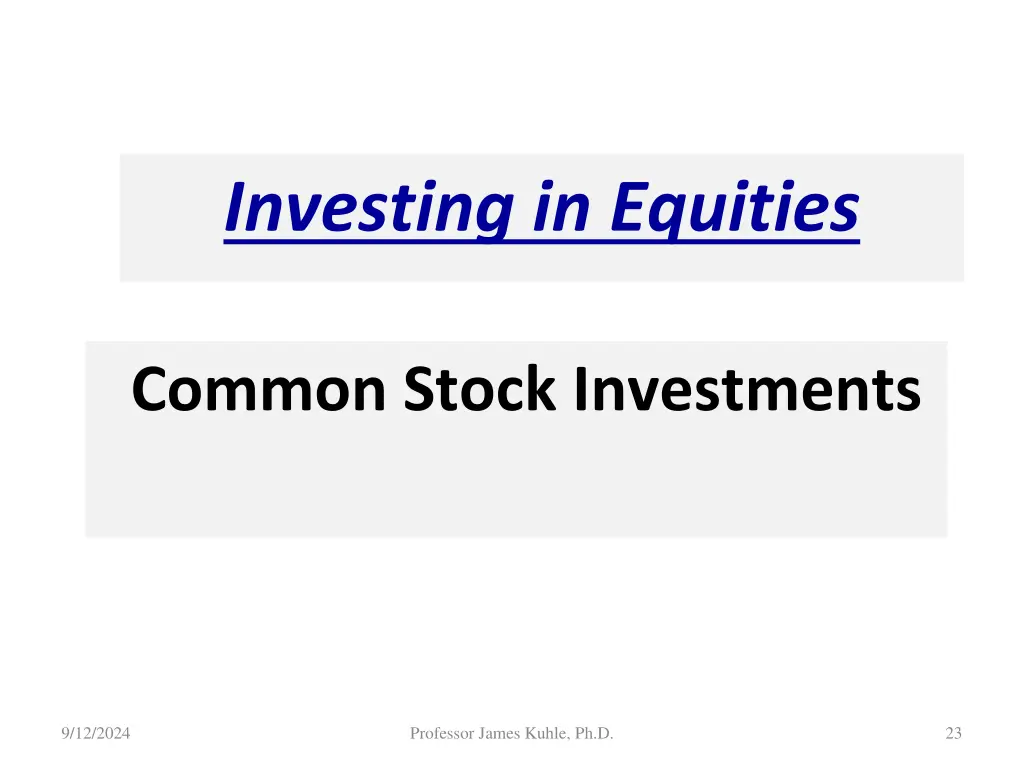 investing in equities