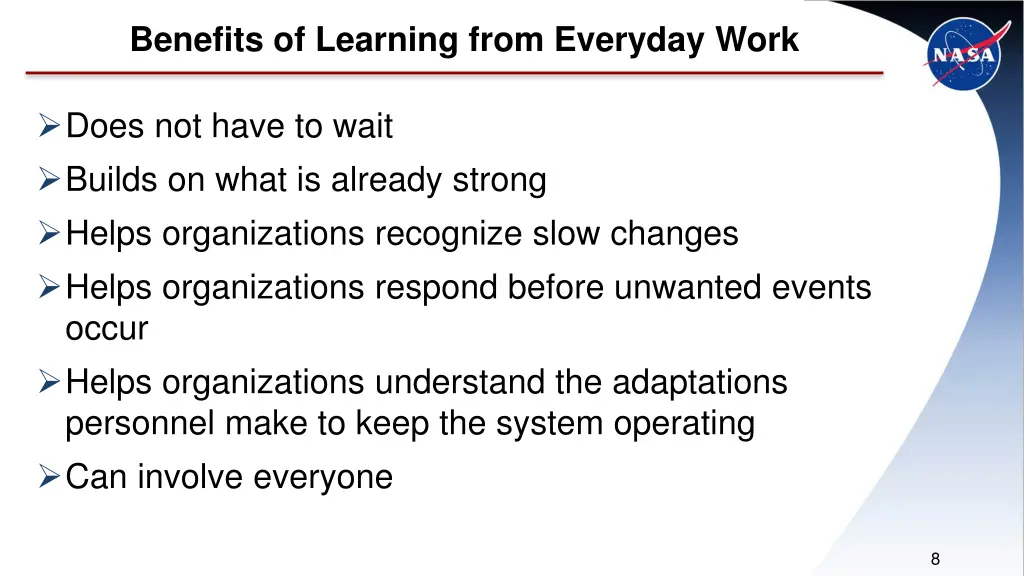 benefits of learning from everyday work