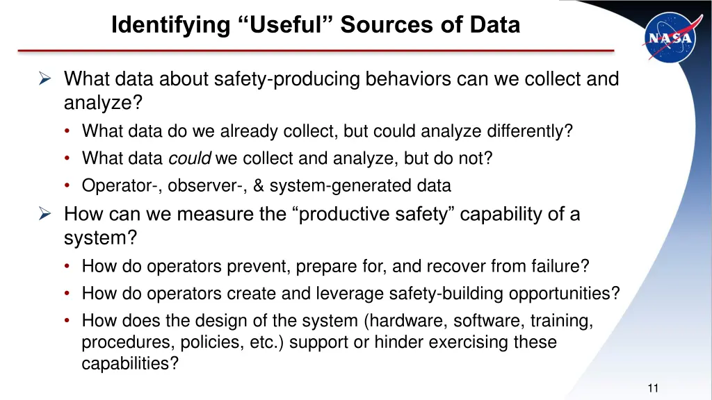 identifying useful sources of data