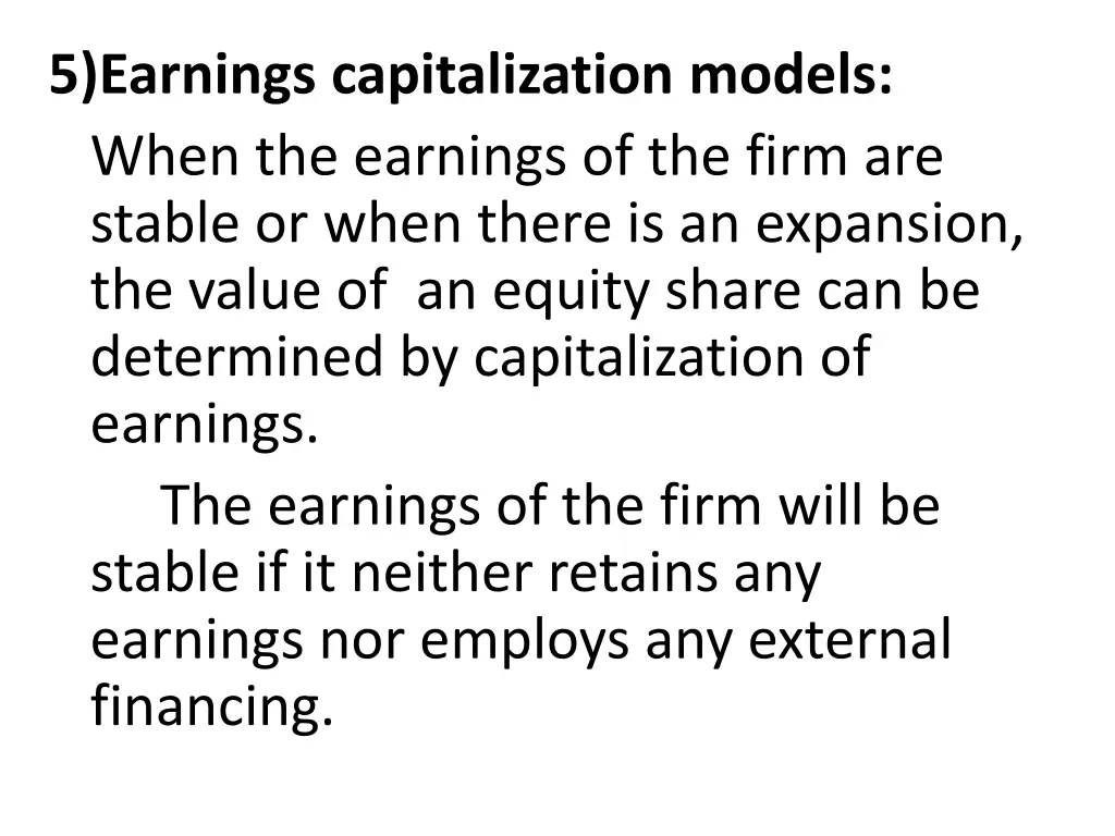 5 earnings capitalization models when