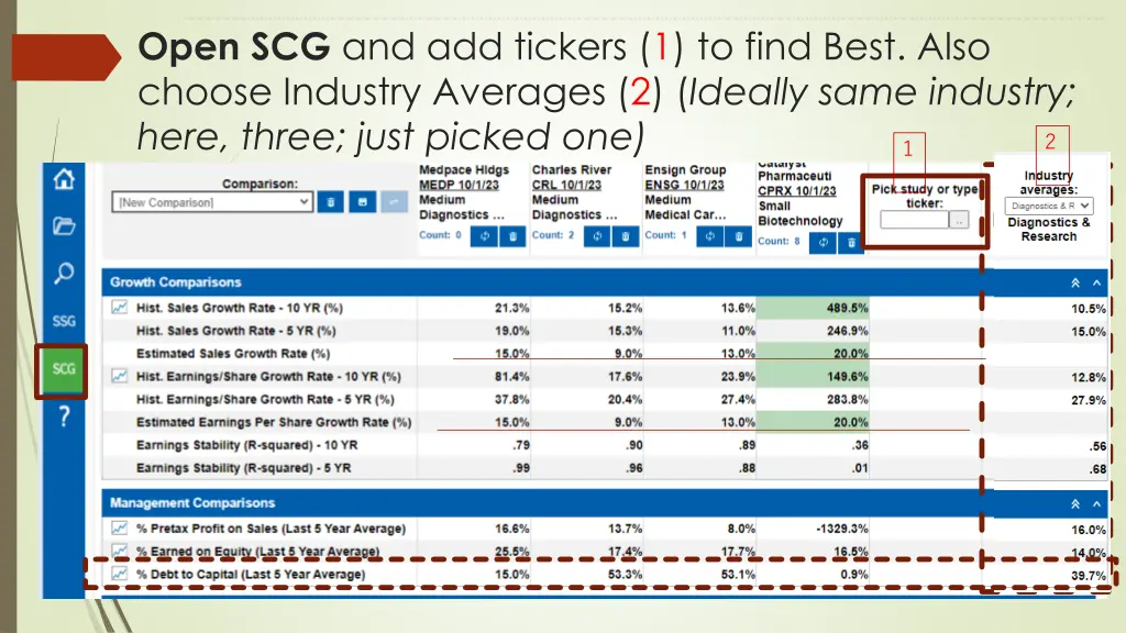 open scg and add tickers 1 to find best also