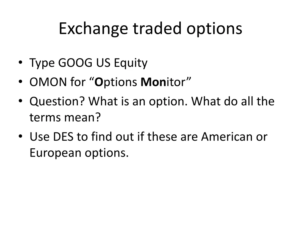 exchange traded options