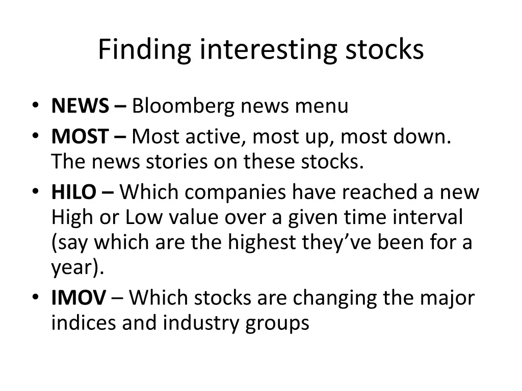 finding interesting stocks