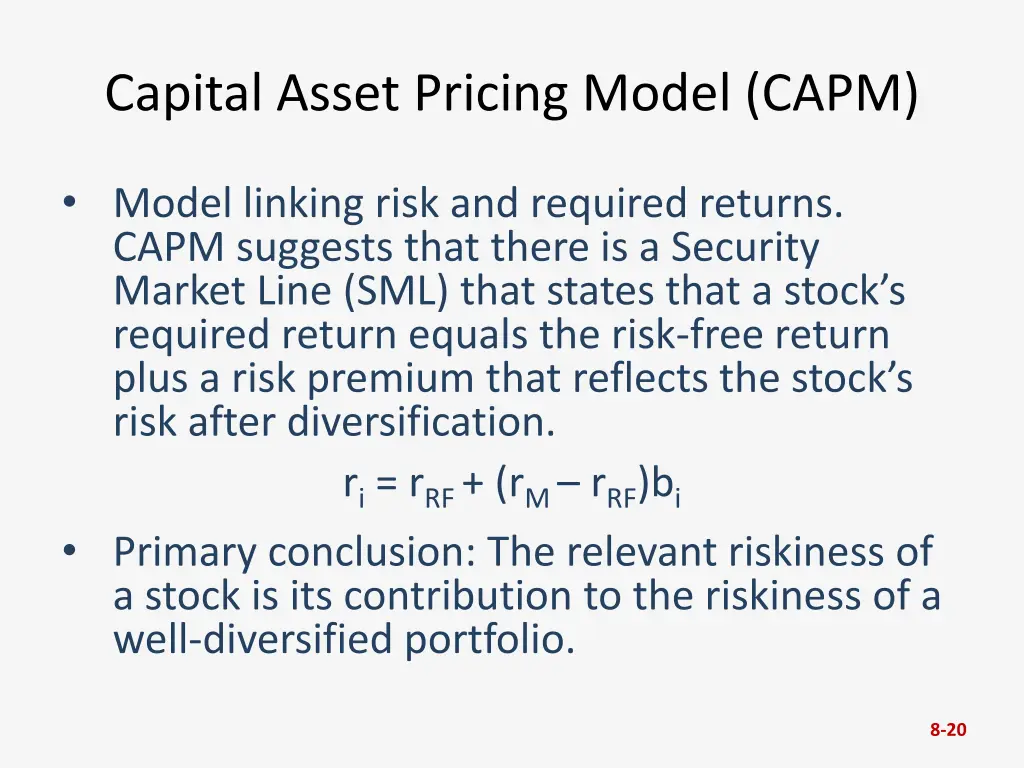 capital asset pricing model capm