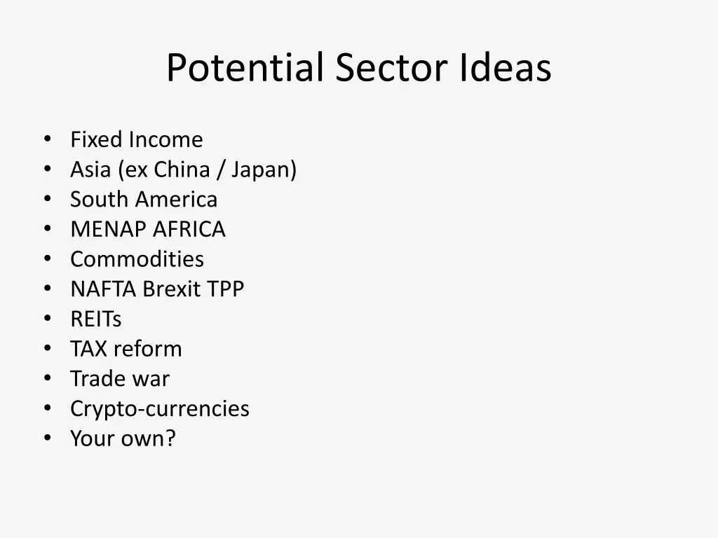 potential sector ideas