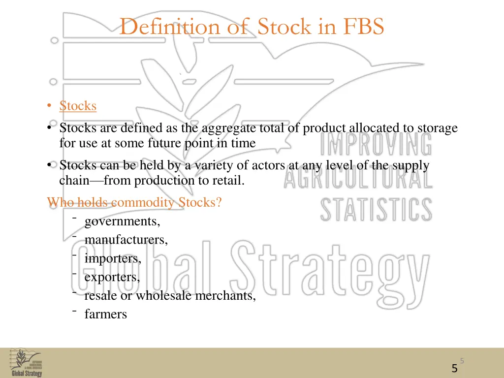 definition of stock in fbs