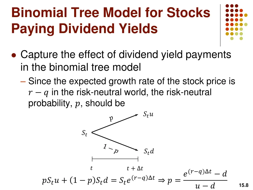 binomial tree model for stocks paying dividend