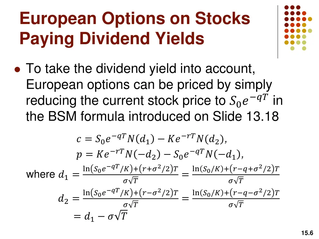 european options on stocks paying dividend yields 2