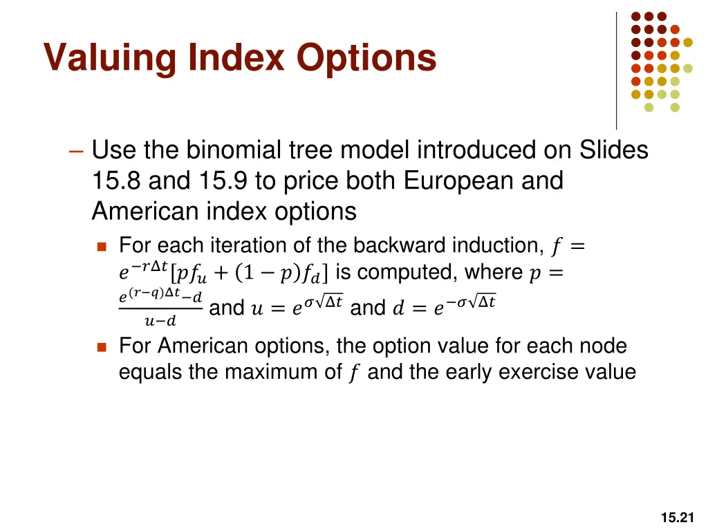 valuing index options 1