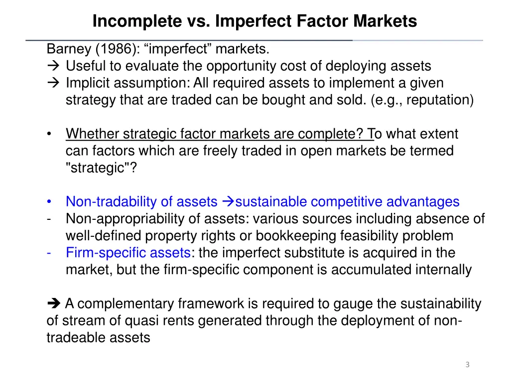 incomplete vs imperfect factor markets