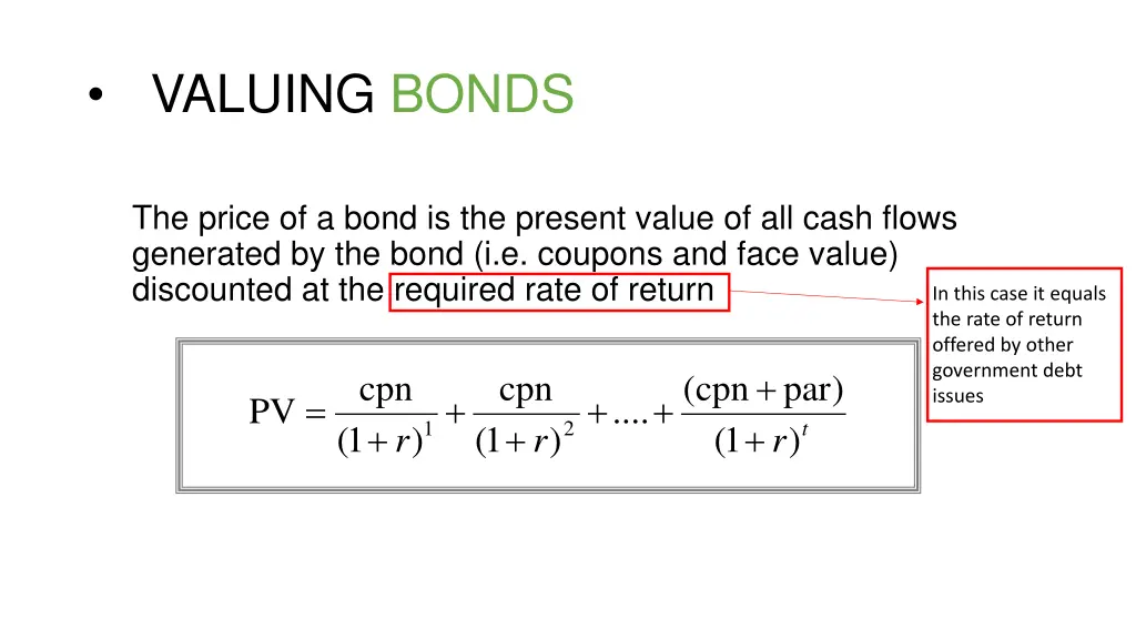 valuing bonds 1