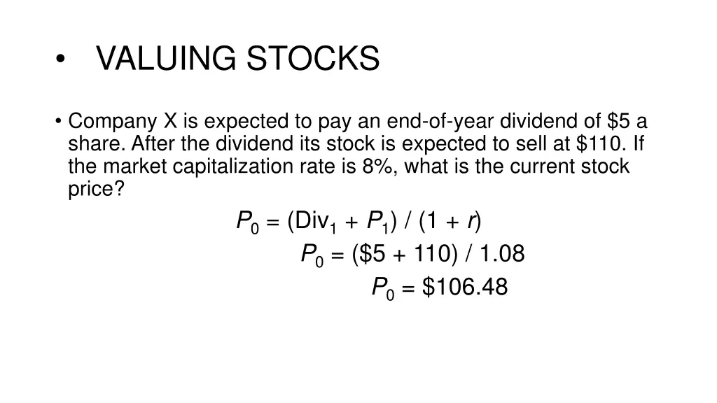 valuing stocks 1