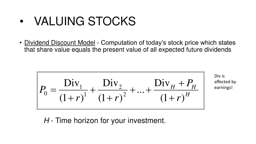 valuing stocks