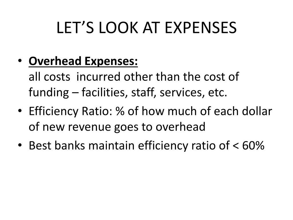 let s look at expenses