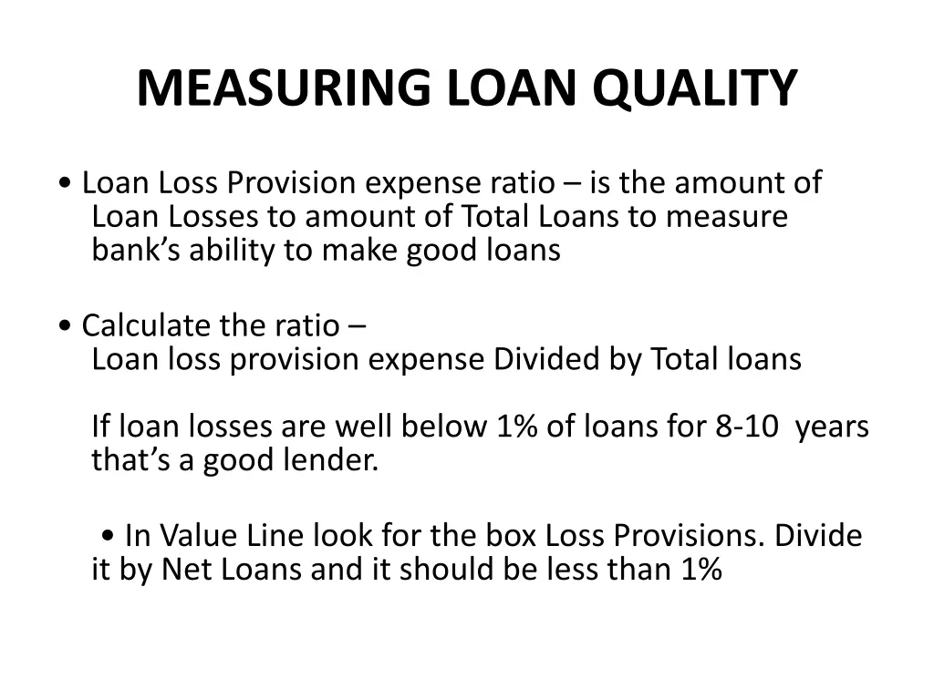 measuring loan quality