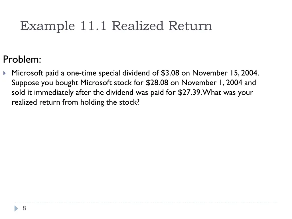 example 11 1 realized return